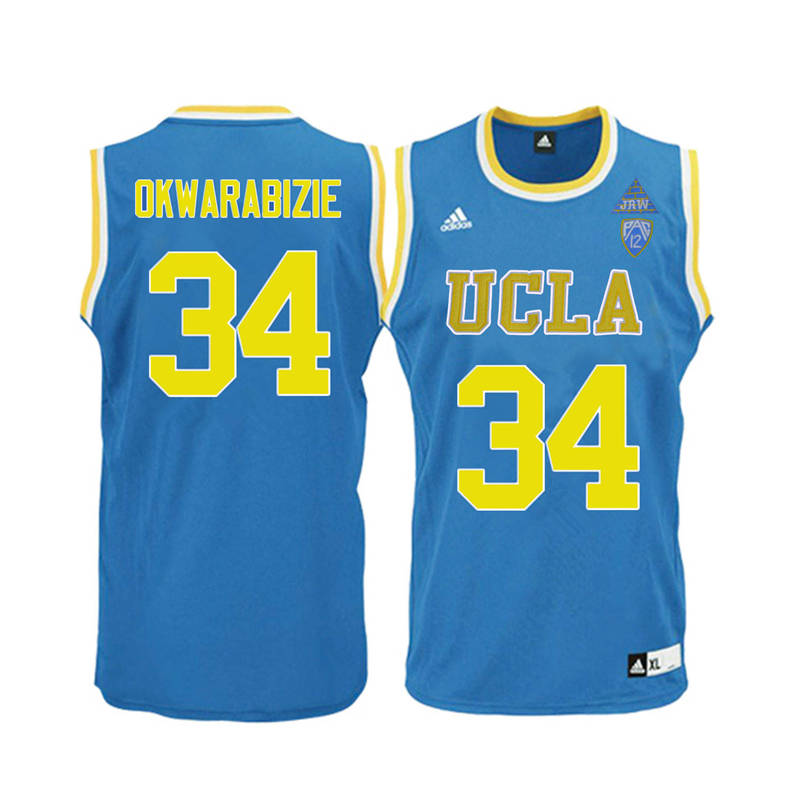 Men UCLA Bruins #34 Ikenna Okwarabizie College Basketball Jerseys-Blue